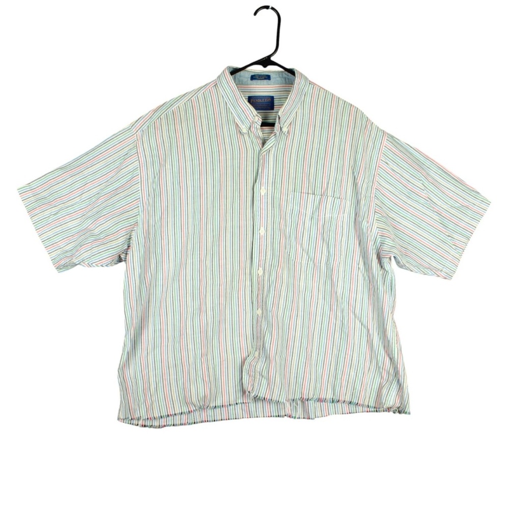 Pendleton Button Up Shirt Womens XL Stripe L/S Oversized Casual Disressed Hem